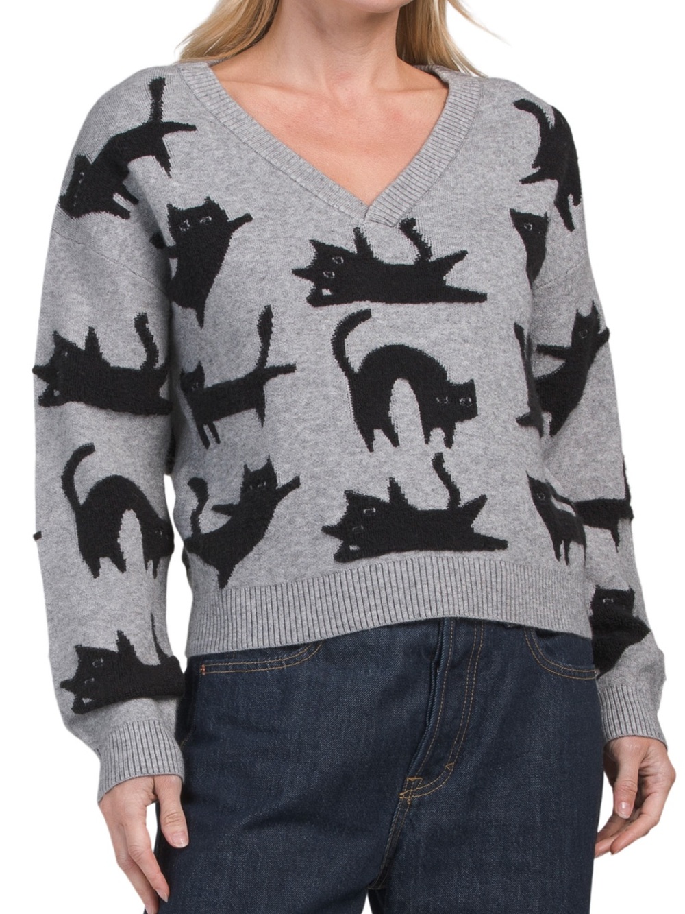 Sincerely Jules Women’s Gray Yoga Cat Sweater